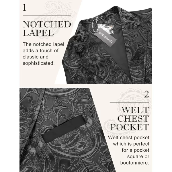 COOFANDY Mens Suit Vest Paisley Floral Victorian Vests Gothic Steampunk Formal Waistcoat Tuxedo Vests with Notched Lapels