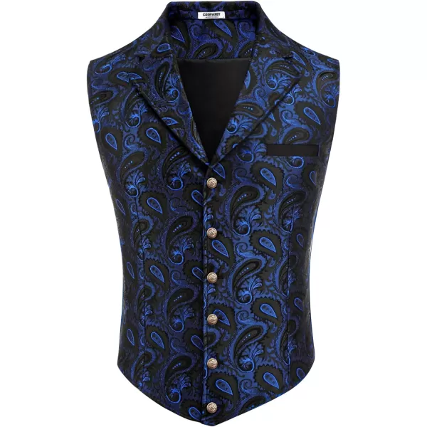 COOFANDY Mens Suit Vest Paisley Floral Victorian Vests Gothic Steampunk Formal Waistcoat Tuxedo Vests with Notched Lapels