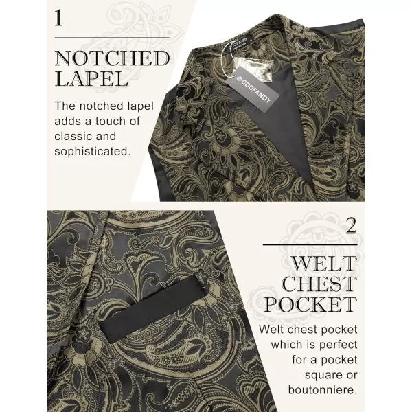 COOFANDY Mens Suit Vest Paisley Floral Victorian Vests Gothic Steampunk Formal Waistcoat Tuxedo Vests with Notched Lapels