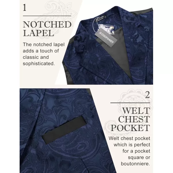 COOFANDY Mens Suit Vest Paisley Floral Victorian Vests Gothic Steampunk Formal Waistcoat Tuxedo Vests with Notched Lapels