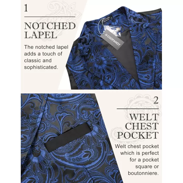 COOFANDY Mens Suit Vest Paisley Floral Victorian Vests Gothic Steampunk Formal Waistcoat Tuxedo Vests with Notched Lapels