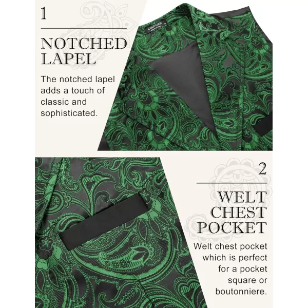 COOFANDY Mens Suit Vest Paisley Floral Victorian Vests Gothic Steampunk Formal Waistcoat Tuxedo Vests with Notched Lapels