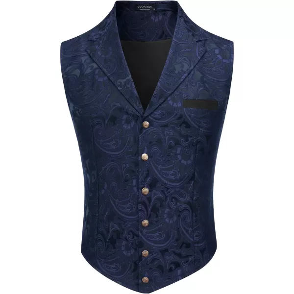 COOFANDY Mens Suit Vest Paisley Floral Victorian Vests Gothic Steampunk Formal Waistcoat Tuxedo Vests with Notched Lapels