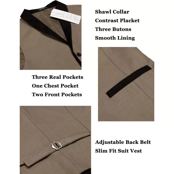 COOFANDY Men's Suit Vest Slim Fit Formal Business Dress Vest Casual Wedding Waistcoat