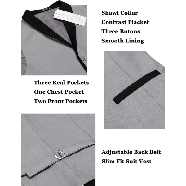 COOFANDY Men's Suit Vest Slim Fit Formal Business Dress Vest Casual Wedding Waistcoat