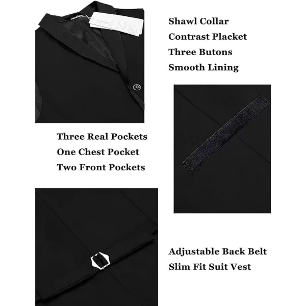 COOFANDY Men's Suit Vest Slim Fit Formal Business Dress Vest Casual Wedding Waistcoat