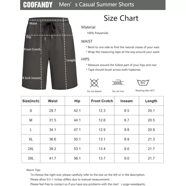 COOFANDY Men's Summer Beach Shorts Lightweight Elastic Waist Drawstring Casual Shorts with Pocket
