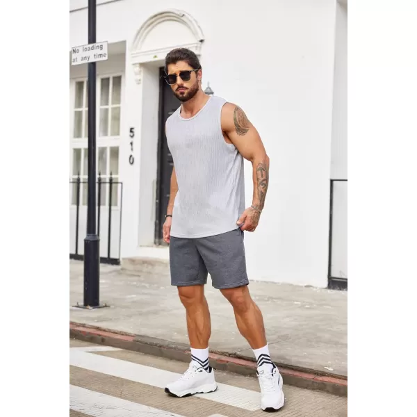 COOFANDY Men's Sweat Shorts 2 Pack Athletic Workout Shorts 7" Casual Sports Joggers Short Pants with Pockets