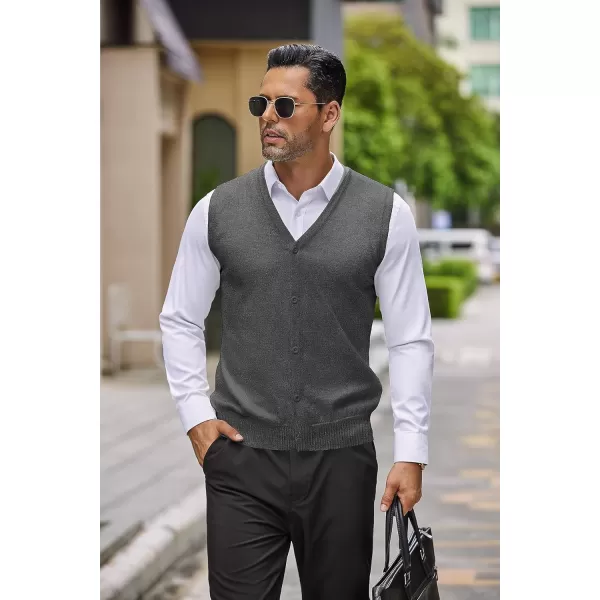 COOFANDY Men's Sweater Vest V Neck Casual Sleeveless Knitted Button Cardigan Vest
