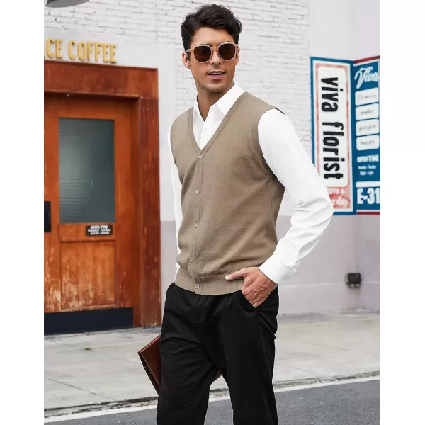 COOFANDY Men's Sweater Vest V Neck Casual Sleeveless Knitted Button Cardigan Vest