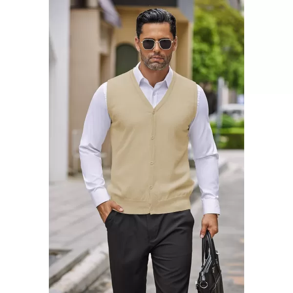 COOFANDY Men's Sweater Vest V Neck Casual Sleeveless Knitted Button Cardigan Vest