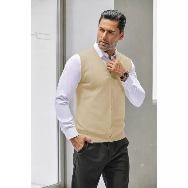 COOFANDY Men's Sweater Vest V Neck Casual Sleeveless Knitted Button Cardigan Vest