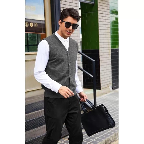 COOFANDY Men's Sweater Vest V Neck Casual Sleeveless Knitted Button Cardigan Vest