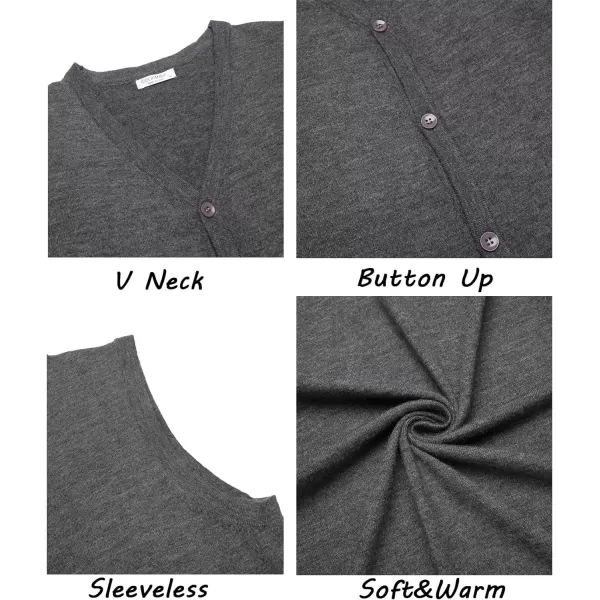 COOFANDY Men's Sweater Vest V Neck Casual Sleeveless Knitted Button Cardigan Vest