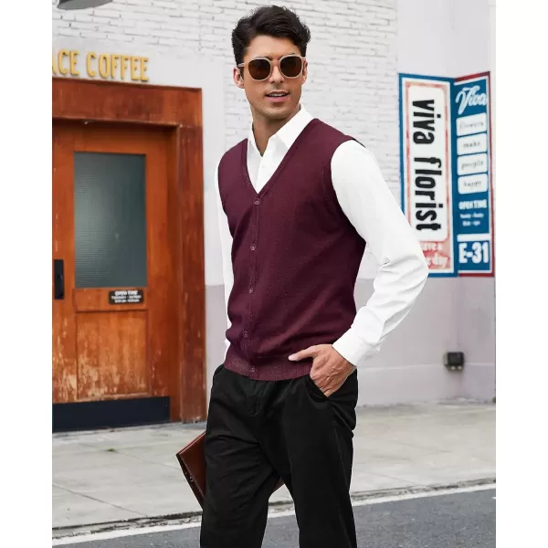 COOFANDY Men's Sweater Vest V Neck Casual Sleeveless Knitted Button Cardigan Vest