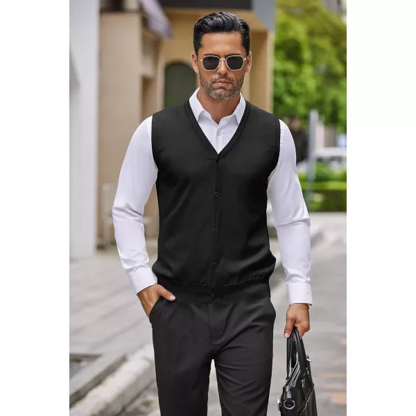 COOFANDY Men's Sweater Vest V Neck Casual Sleeveless Knitted Button Cardigan Vest