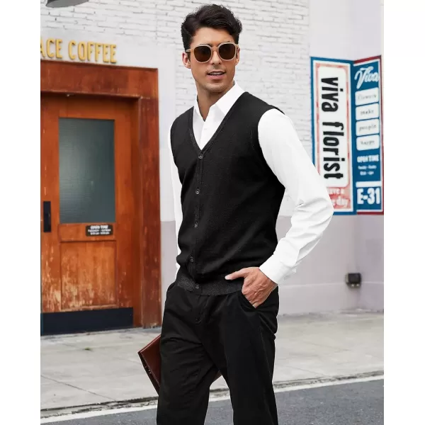 COOFANDY Men's Sweater Vest V Neck Casual Sleeveless Knitted Button Cardigan Vest