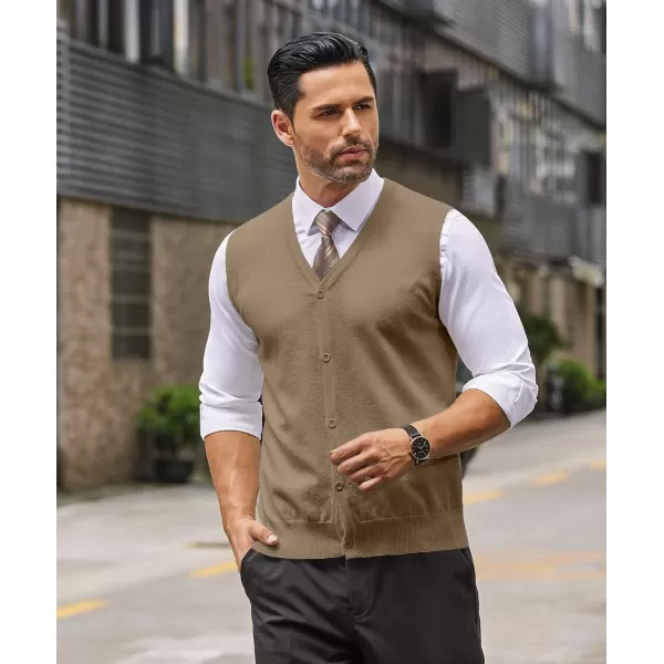 COOFANDY Men's Sweater Vest V Neck Casual Sleeveless Knitted Button Cardigan Vest