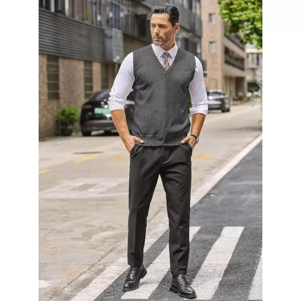 COOFANDY Men's Sweater Vest V Neck Casual Sleeveless Knitted Button Cardigan Vest