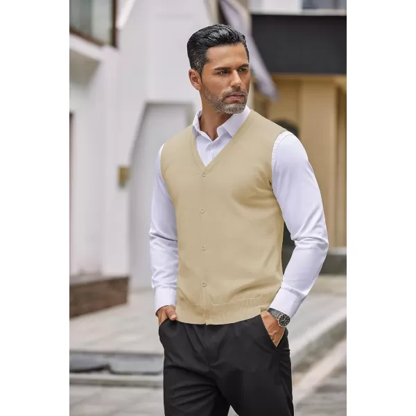 COOFANDY Men's Sweater Vest V Neck Casual Sleeveless Knitted Button Cardigan Vest