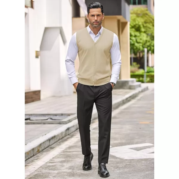 COOFANDY Men's Sweater Vest V Neck Casual Sleeveless Knitted Button Cardigan Vest
