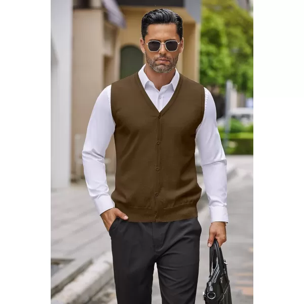 COOFANDY Men's Sweater Vest V Neck Casual Sleeveless Knitted Button Cardigan Vest
