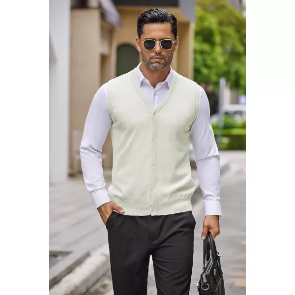 COOFANDY Men's Sweater Vest V Neck Casual Sleeveless Knitted Button Cardigan Vest