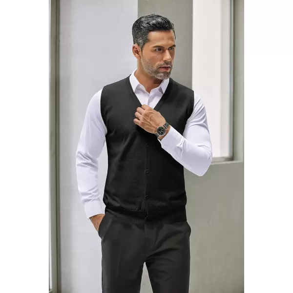 COOFANDY Men's Sweater Vest V Neck Casual Sleeveless Knitted Button Cardigan Vest