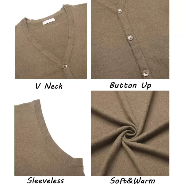COOFANDY Men's Sweater Vest V Neck Casual Sleeveless Knitted Button Cardigan Vest