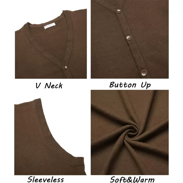 COOFANDY Men's Sweater Vest V Neck Casual Sleeveless Knitted Button Cardigan Vest