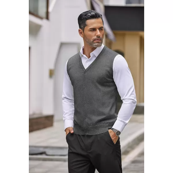 COOFANDY Men's Sweater Vest V Neck Casual Sleeveless Knitted Button Cardigan Vest