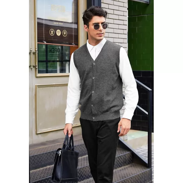 COOFANDY Men's Sweater Vest V Neck Casual Sleeveless Knitted Button Cardigan Vest
