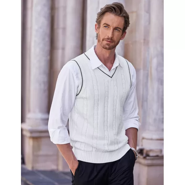 COOFANDY Men's Sweater Vest V Neck Slim Fit Casual Sleeveless Twisted Knitted Pullover Sweater