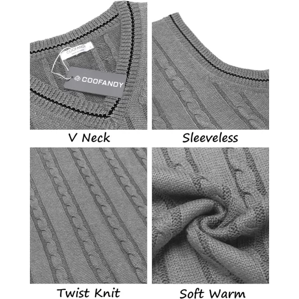 COOFANDY Men's Sweater Vest V Neck Slim Fit Casual Sleeveless Twisted Knitted Pullover Sweater