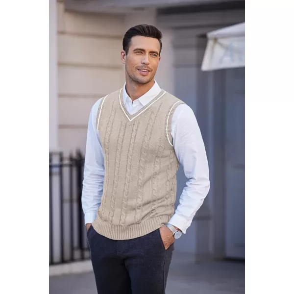 COOFANDY Men's Sweater Vest V Neck Slim Fit Casual Sleeveless Twisted Knitted Pullover Sweater)