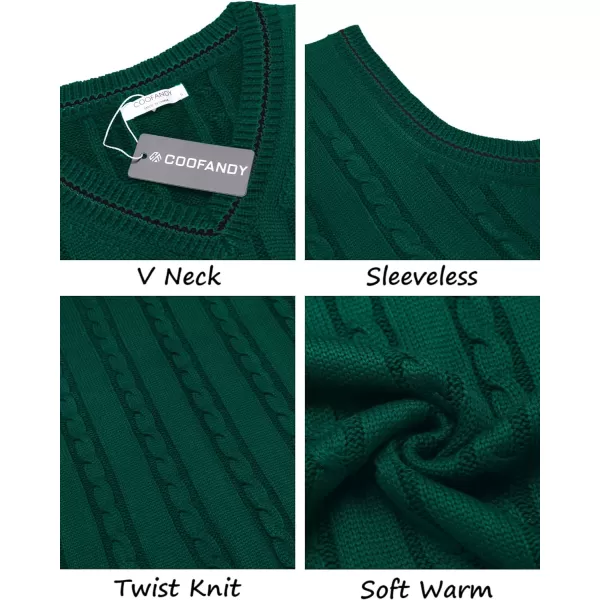 COOFANDY Men's Sweater Vest V Neck Slim Fit Casual Sleeveless Twisted Knitted Pullover Sweater