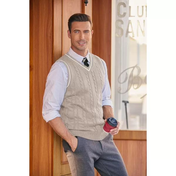 COOFANDY Men's Sweater Vest V Neck Slim Fit Casual Sleeveless Twisted Knitted Pullover Sweater)