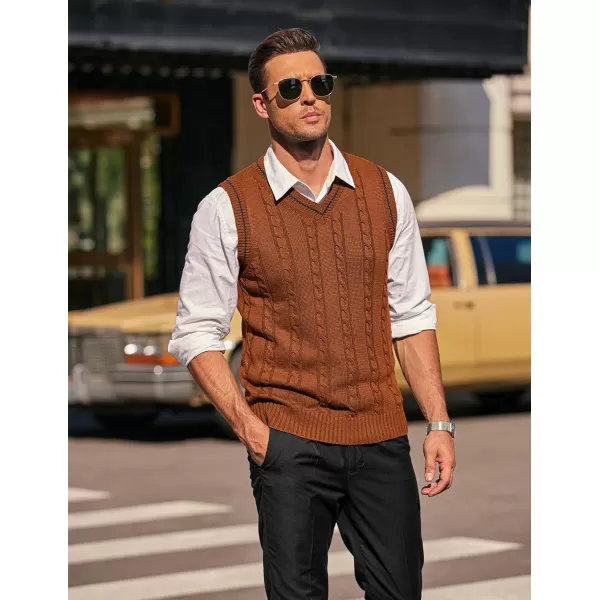 COOFANDY Men's Sweater Vest V Neck Slim Fit Casual Sleeveless Twisted Knitted Pullover Sweater