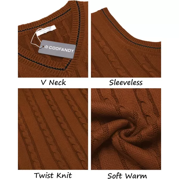 COOFANDY Men's Sweater Vest V Neck Slim Fit Casual Sleeveless Twisted Knitted Pullover Sweater
