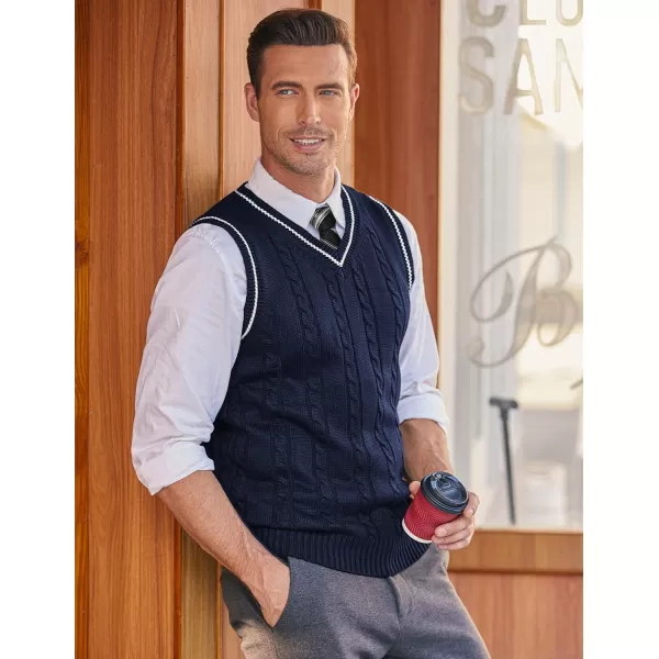 COOFANDY Men's Sweater Vest V Neck Slim Fit Casual Sleeveless Twisted Knitted Pullover Sweater