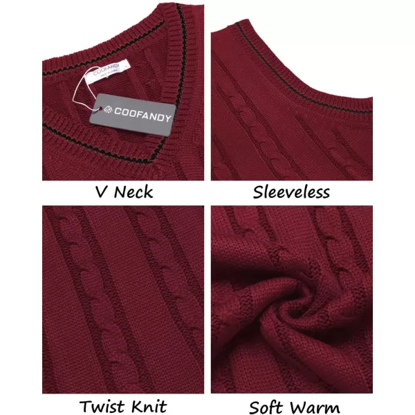 COOFANDY Men's Sweater Vest V Neck Slim Fit Casual Sleeveless Twisted Knitted Pullover Sweater