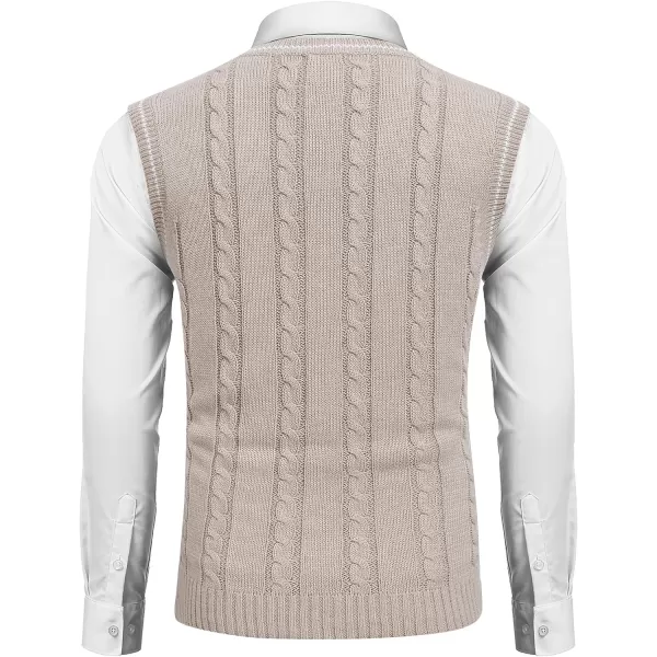COOFANDY Men's Sweater Vest V Neck Slim Fit Casual Sleeveless Twisted Knitted Pullover Sweater)