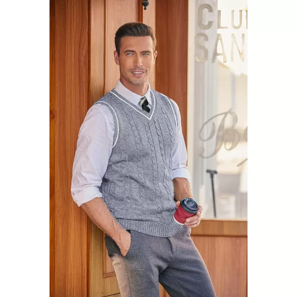 COOFANDY Men's Sweater Vest V Neck Slim Fit Casual Sleeveless Twisted Knitted Pullover Sweater)