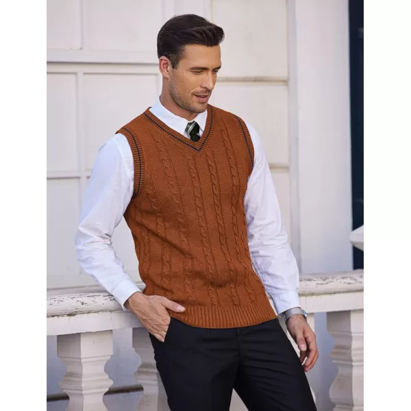 COOFANDY Men's Sweater Vest V Neck Slim Fit Casual Sleeveless Twisted Knitted Pullover Sweater