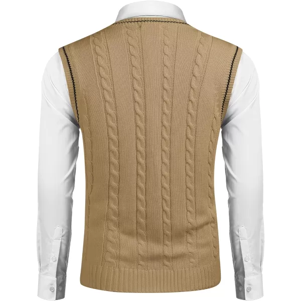 COOFANDY Men's Sweater Vest V Neck Slim Fit Casual Sleeveless Twisted Knitted Pullover Sweater