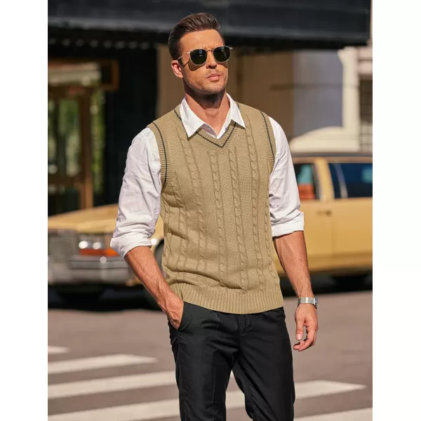 COOFANDY Men's Sweater Vest V Neck Slim Fit Casual Sleeveless Twisted Knitted Pullover Sweater