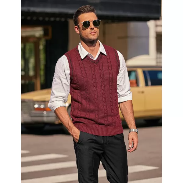 COOFANDY Men's Sweater Vest V Neck Slim Fit Casual Sleeveless Twisted Knitted Pullover Sweater