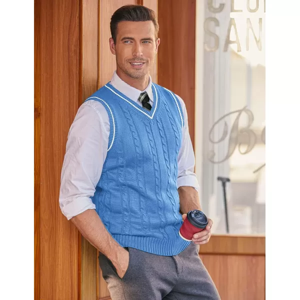 COOFANDY Men's Sweater Vest V Neck Slim Fit Casual Sleeveless Twisted Knitted Pullover Sweater