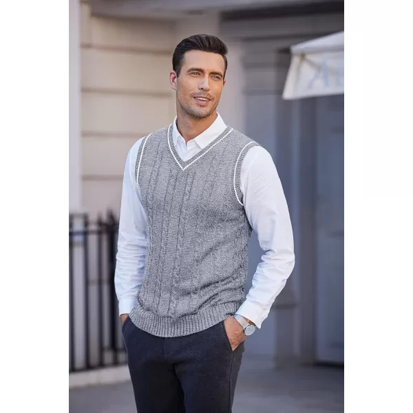 COOFANDY Men's Sweater Vest V Neck Slim Fit Casual Sleeveless Twisted Knitted Pullover Sweater)