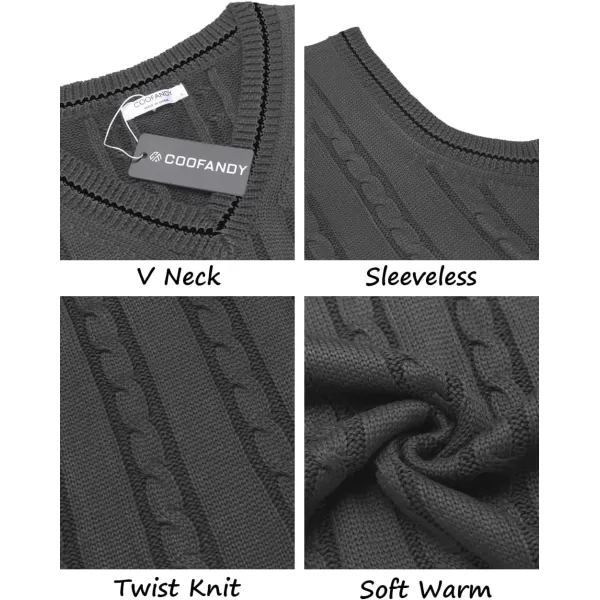 COOFANDY Men's Sweater Vest V Neck Slim Fit Casual Sleeveless Twisted Knitted Pullover Sweater